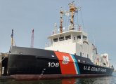 Coast Guard ice breaker docked at Coast Guard station in the North End