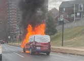 Van on fire on the Jamaicaway