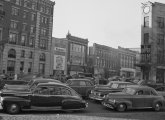 Traffic heading into Kenmore Square on Commonwealth Avenue and Beacon Street in 1946