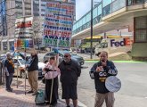 People outside the Marriott