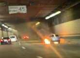 Car on fire inside the Ted Williams Tunnel