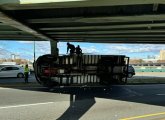 Overturned truck storrowed at Kenmore ramp