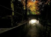 Light-bereft tunnel from Belgrade Avenue to Fallon Field