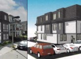 Front and rear renderings of proposed condo building