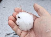 Snowball in person's hand in Cambridge