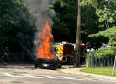 Lamborghini goes up in flames on Neponset Valley Parkway