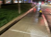 Wet sidewalk along GBH building