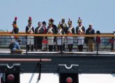 Crewmen and officers aboard the USS Constitution