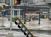 Wind knocked over traffic lights at JFK/UMass