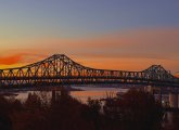 Sunrise over the Tobin Bridge and the Mystic River