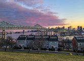 Sunset over the Tobin Bridge and the Mystic River