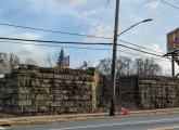 Remains of bridge support across Spring Street