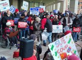 Protesters outside the O'Neill Building