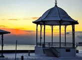 Sunrise through the Revere Beach gazebo