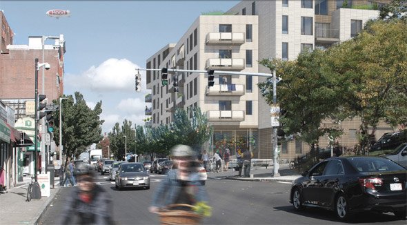 Proposed rendering of Washington Street project in Jamaica Plain