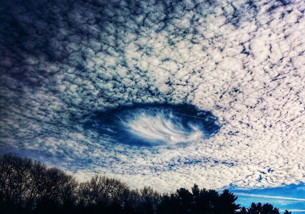 Large gap in clouds north of Boston