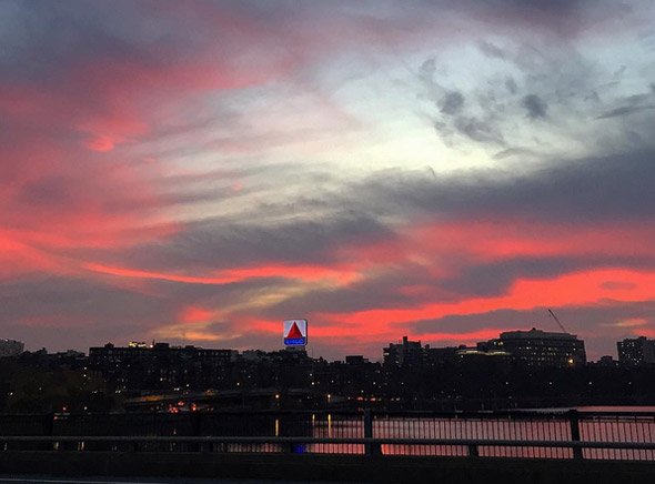 Sunset over the Citgo sign in Kenmore Square