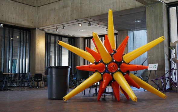 Traffic cones in Boston City Hall