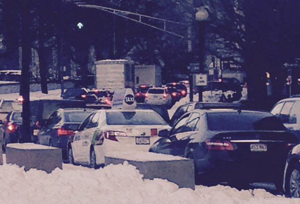 Gridlock in downtown Boston after blizzard