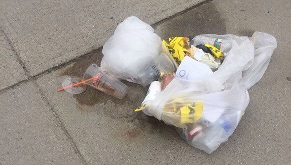 Trash left behind by the media in South Boston