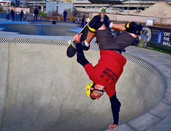 Skater at new Lynch skatepark in North Point Park