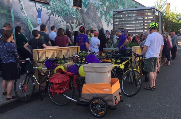 Bike corral in Roslindale Square