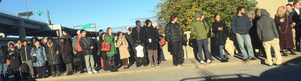 Waiting for a bus at Community College