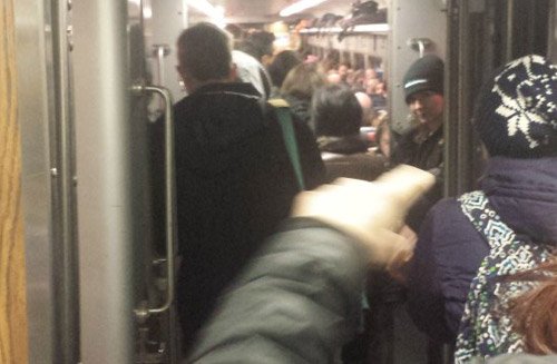 Crowded Fitchburg Line train