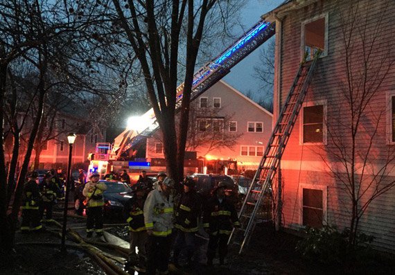 Fire scene on Harrison Street in Roslindale