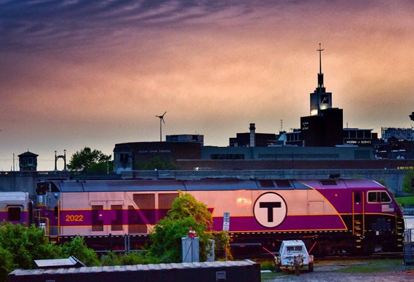 MBTA commuter rail train in Cambridge