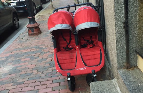 Double-wide stroller on Dwight Street
