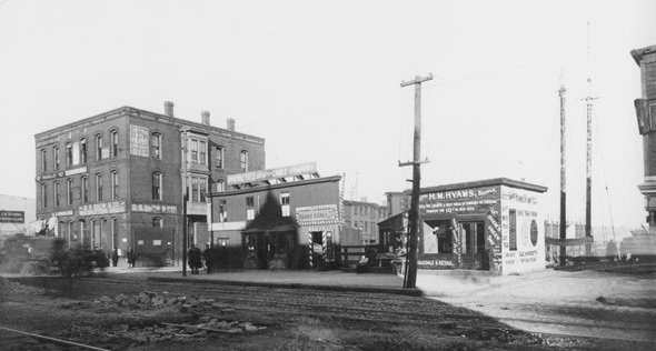 Tall telephone poles in old Boston