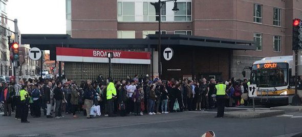 Waiting for the bus at Broadway