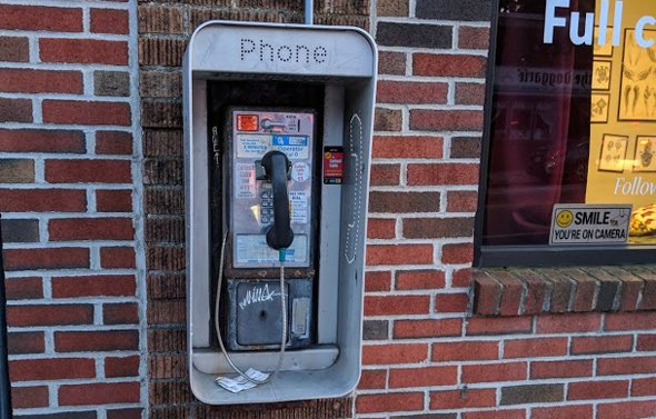 Payphone on Belgrade Avenue in Roslindale