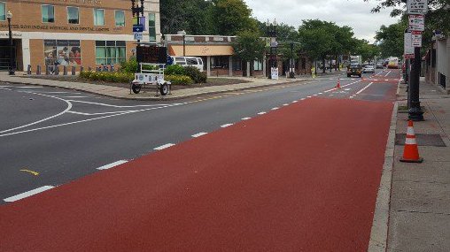 New bus/bike lane in Roslindale