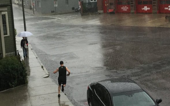 East 4th Street in South Boston in the rain