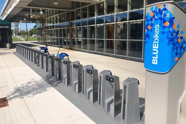 Blue store bike stations