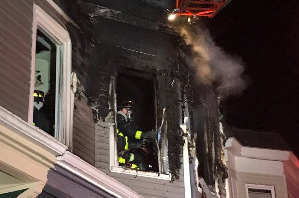 Firefighter at Catawba Street fire