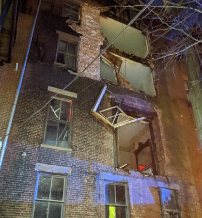 Collapsed rear side of Upton Street building