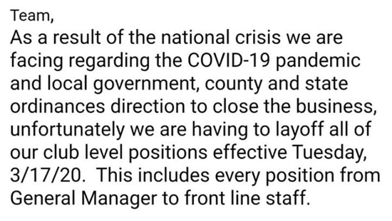 Layoff notice to BSC staff, including general managers