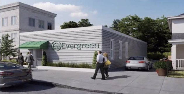 Rendering of proposed Evergreen shop