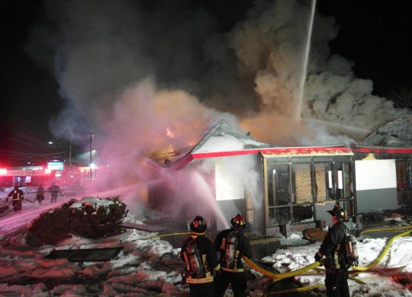 Remains of the McDonald's in West Roxbury