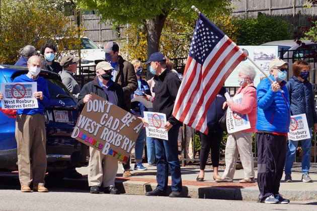 Protesting a condo building in West Roxbury