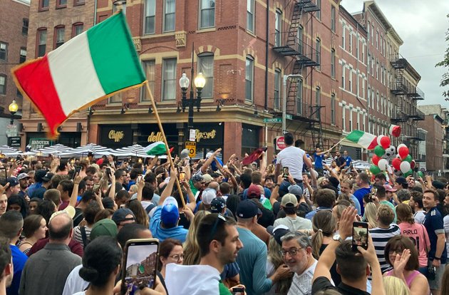 People celebrate Italy UEFA win on Hanover Street
