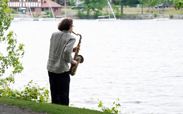 Saxophone player at Jamaica Pond