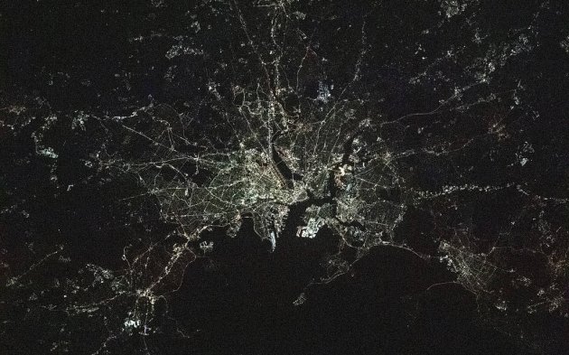 Boston area at night from space