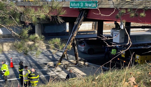 Remains of the truck on the turnpike