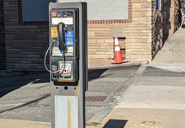 Old payphone on Hyde Park Avenue