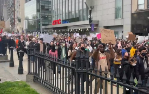 Protest march down Tremont Street