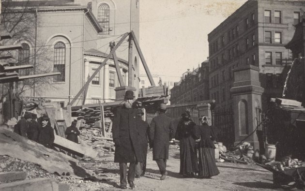 Park and Tremont during construction of the nation's first subway